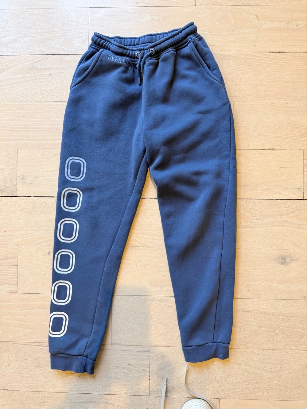 Boys YXL Overtime Navy Blue Jogger Sweatpants with Side Graphic